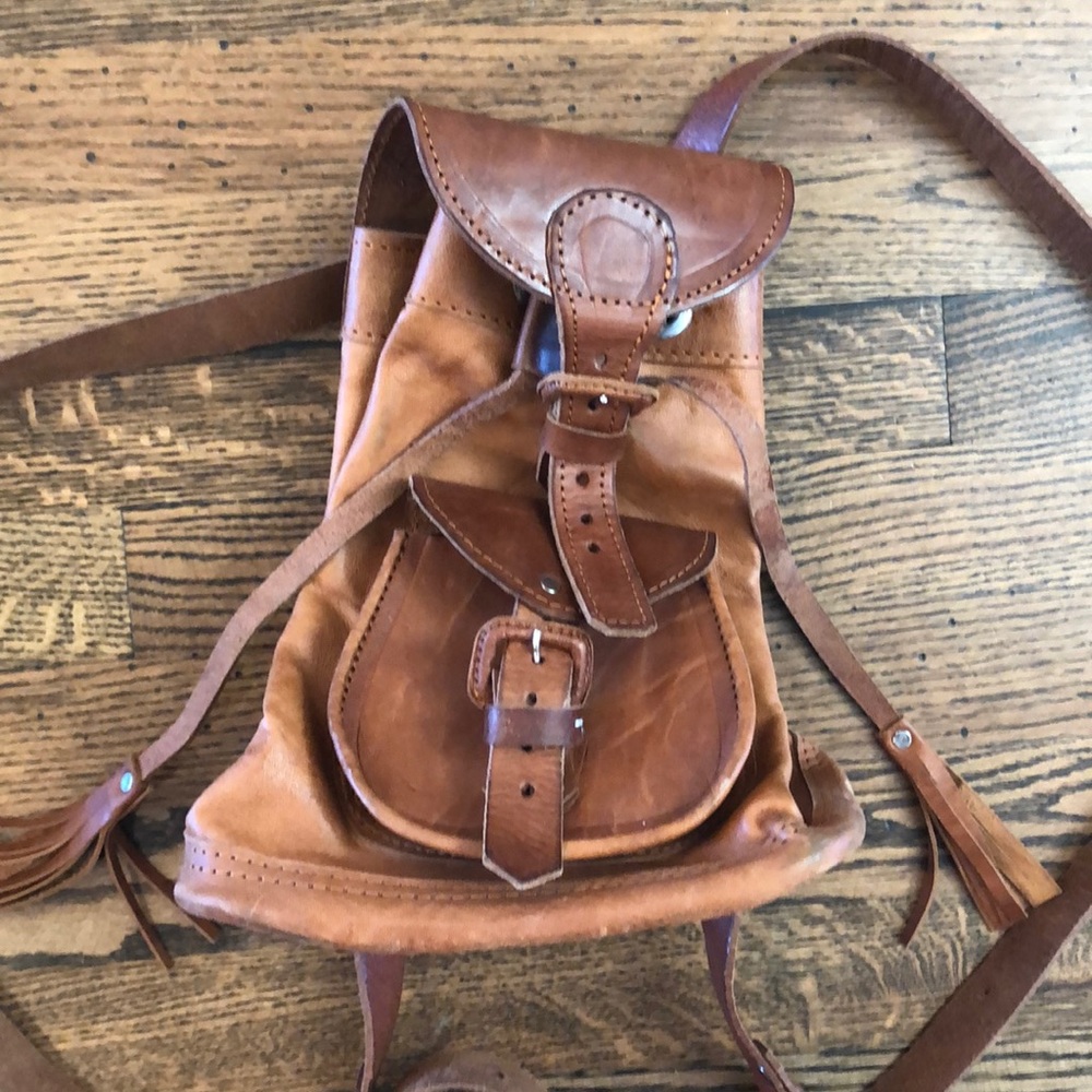 Leather mini backpack